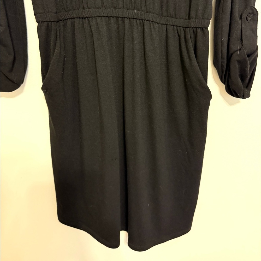 2/$30 Zenana Outfitters Black Long Roll Tab Sleeve Dress w/ Pockets – Size S - Picture 4 of 9